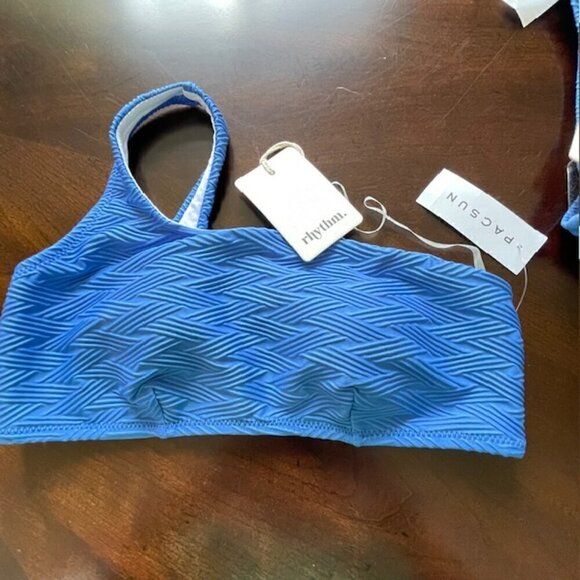 Rhythm. Maldives Cobalt Blue Ribbed High Rise Bikini Swim Set NWT Small - Picture 7 of 11